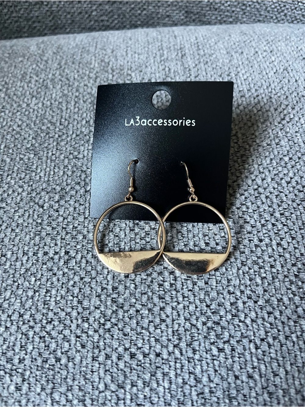LA3accessories Gold Tone Circle Half-Moon Drop Earrings